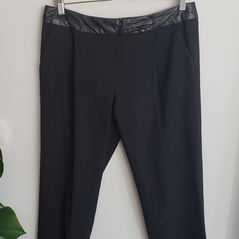 Milly black dress pants with leather waist size 8